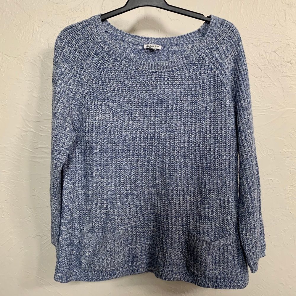 HANNAH | Marbled Blue & White Knit Sweater